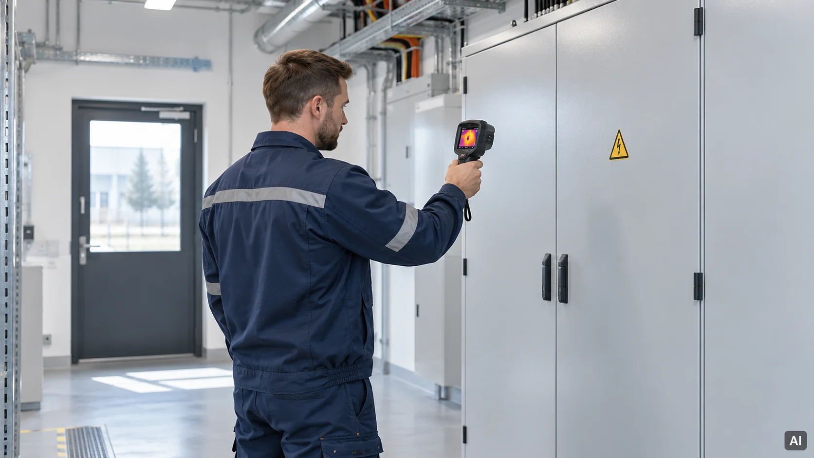 Elektryk podczas kontroli instalacji – aplikacja ASK Well